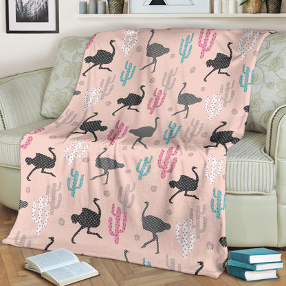 Ostrich Pattern Print Design 03 Premium Blanket