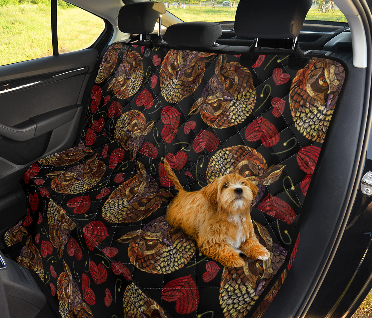 Owl Pattern Print Design A08 Rear Dog Car Seat Cover Hammock