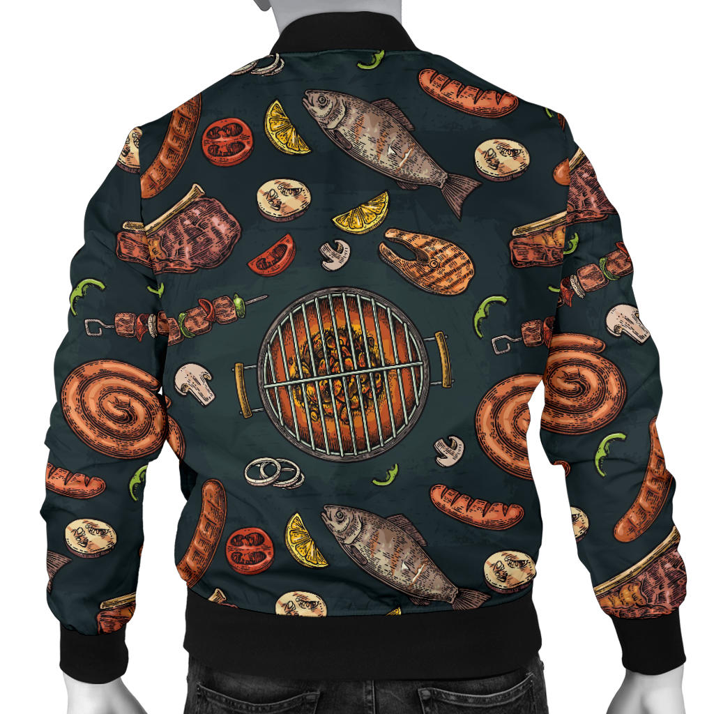 Barbecue Pattern Print Design 02 Men Bomber Jacket