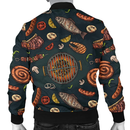 Barbecue Pattern Print Design 02 Men Bomber Jacket