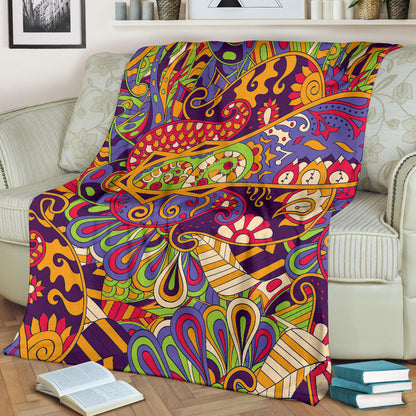 Funky Retro Pattern Print Design A04 Premium Blanket