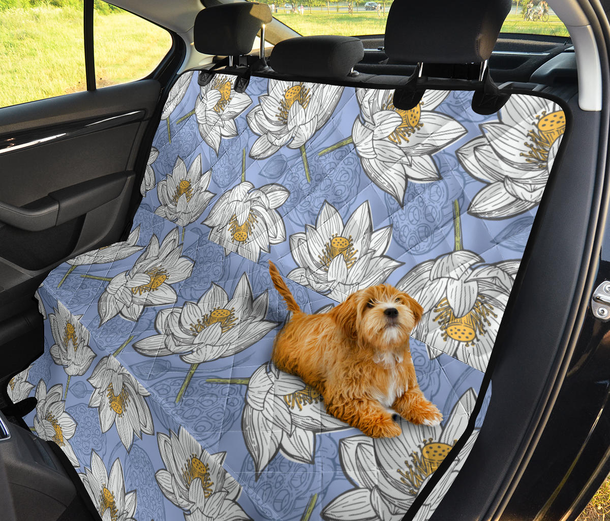 Lotus Pattern Print Design 04 Rear Dog Car Seat Cover Hammock