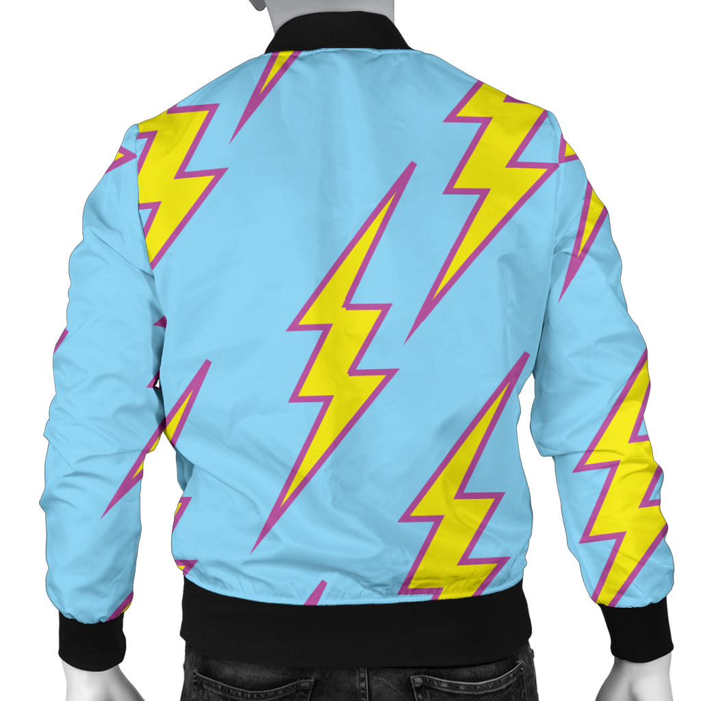 Lightning Thunder Pattern Print Design 02 Men Bomber Jacket
