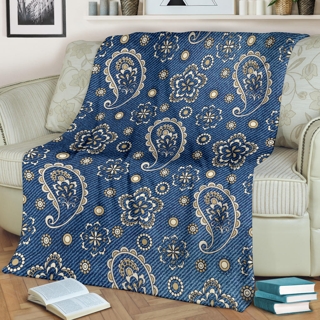 Jean Paisley Pattern Print Design 01 Premium Blanket