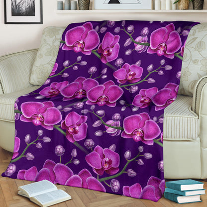 Orchid Pattern Print Design A03 Premium Blanket