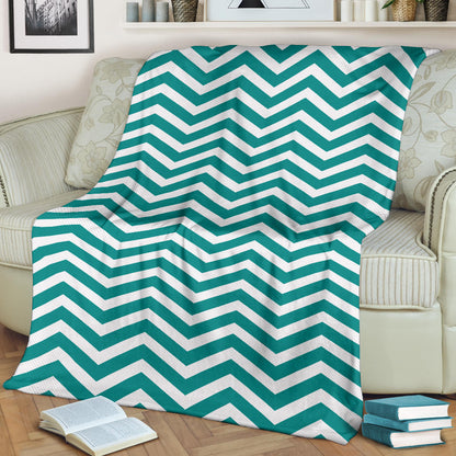 Chevron Teal Pattern Print Design 02 Premium Blanket