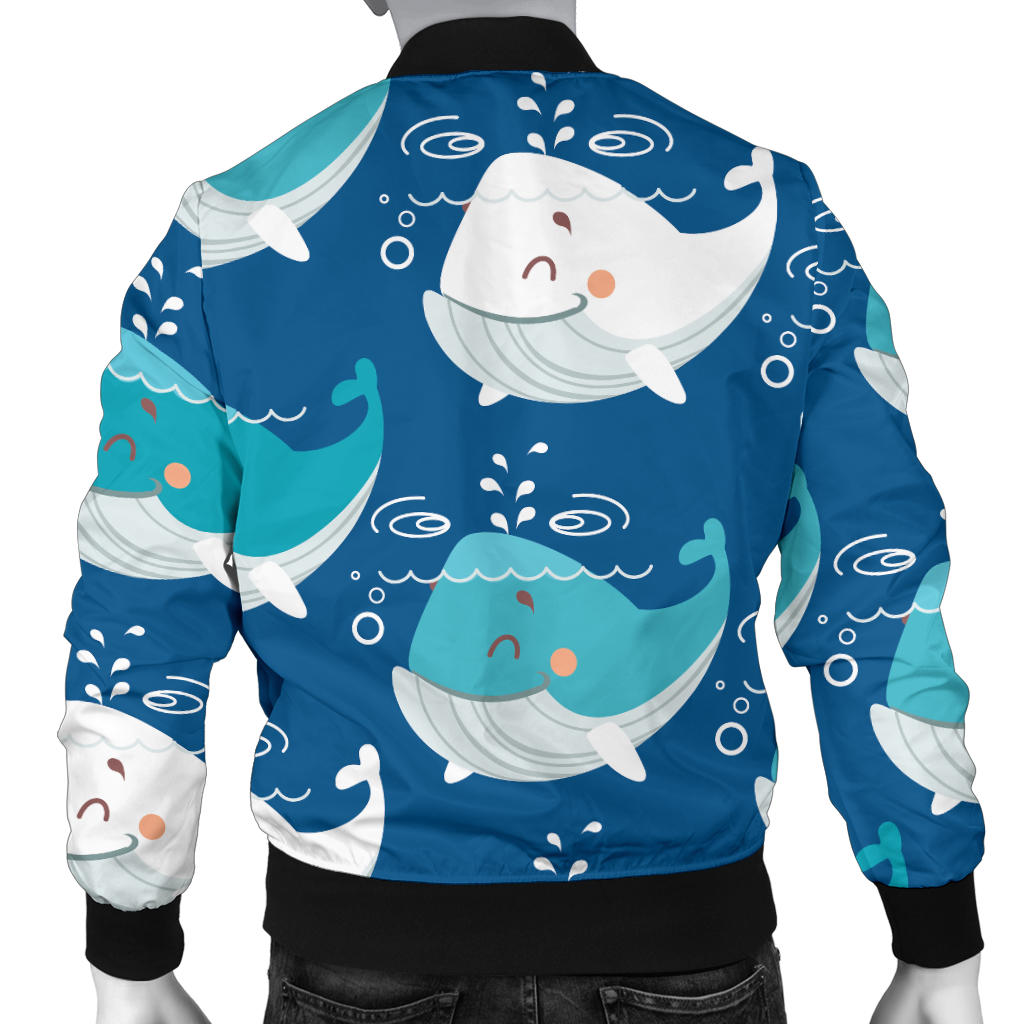 Blue Whale Pattern Print Design 01 Men Bomber Jacket