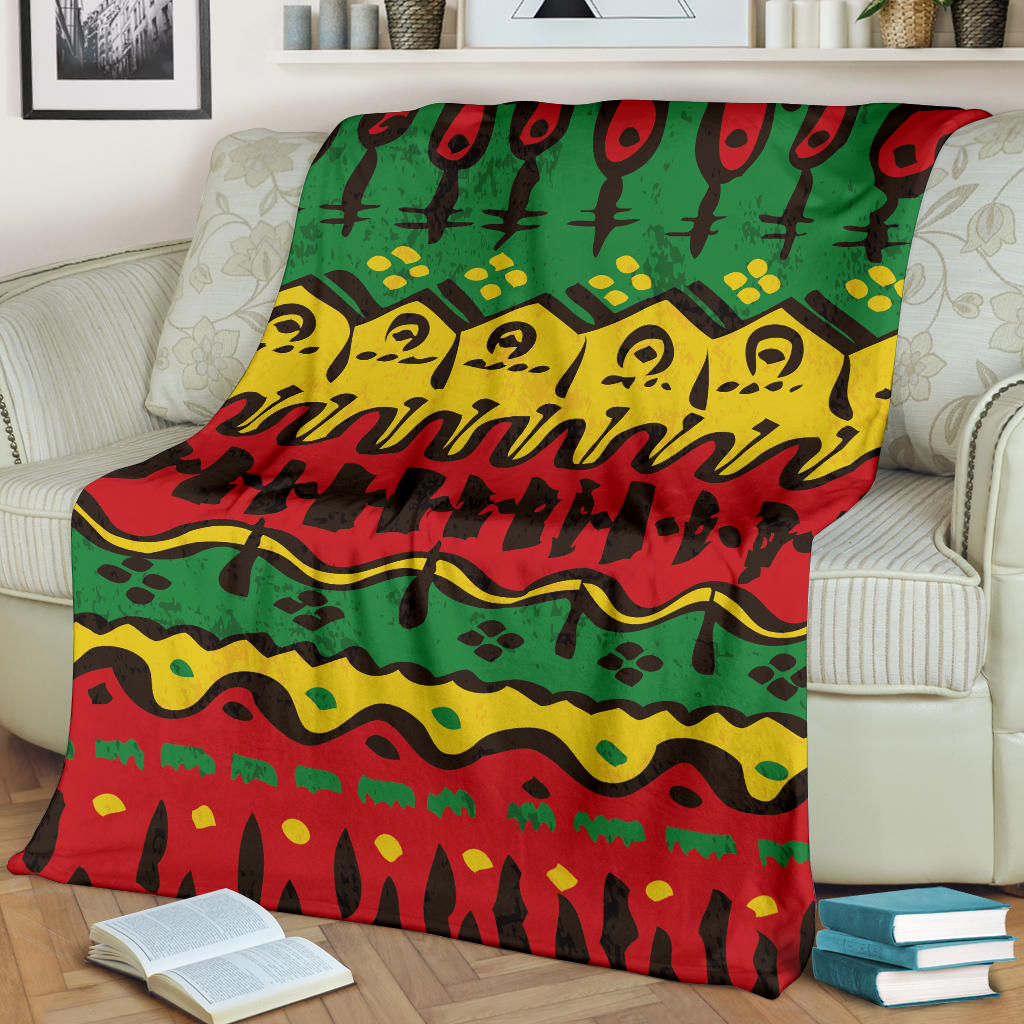 Rasta Pattern Print Design A01 Premium Blanket