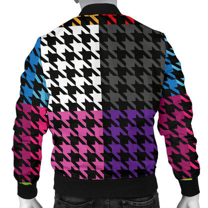 Houndstooth Colorful Pattern Print Design 01 Men Bomber Jacket