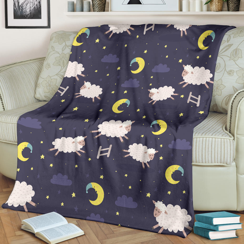 Sheep Night Pattern Print Design 02 Premium Blanket