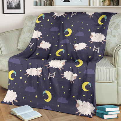 Sheep Night Pattern Print Design 02 Premium Blanket