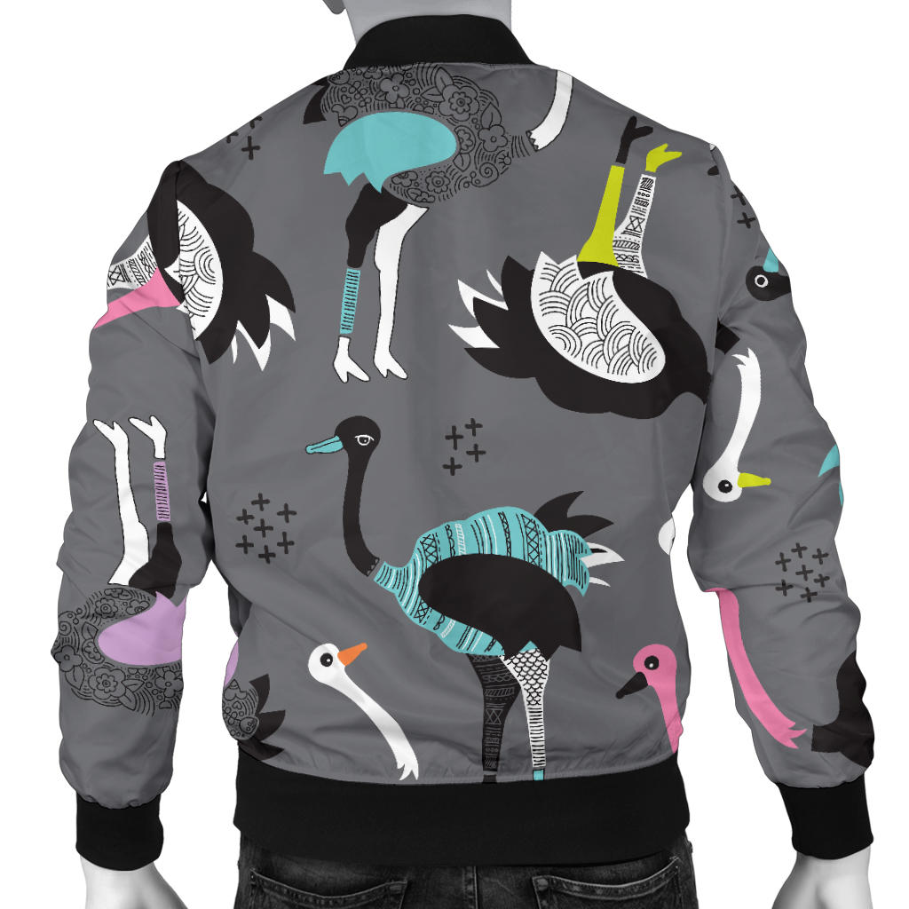 Ostrich Pattern Print Design 01 Men Bomber Jacket