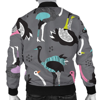 Ostrich Pattern Print Design 01 Men Bomber Jacket