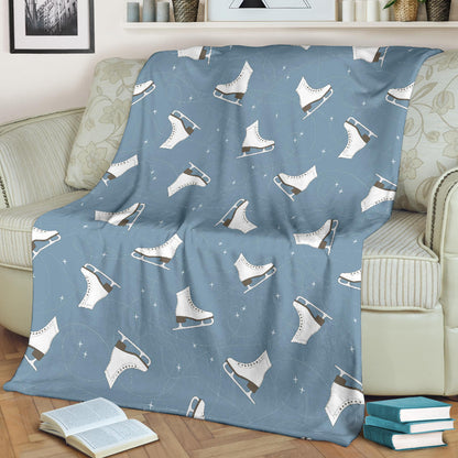 Ice Skate Pattern Print Design 02 Premium Blanket