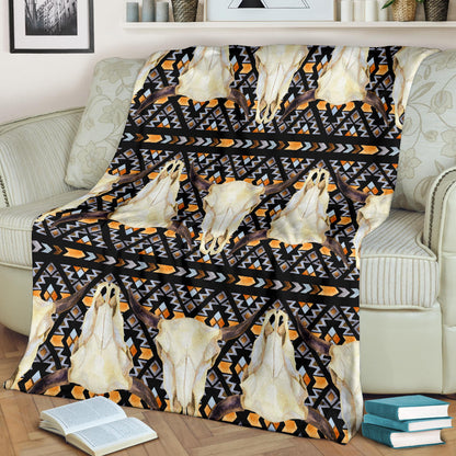 Buffalo Head Pattern Print Design 03 Premium Blanket