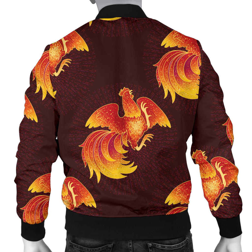 Rooster Pattern Print Design A04 Men Bomber Jacket