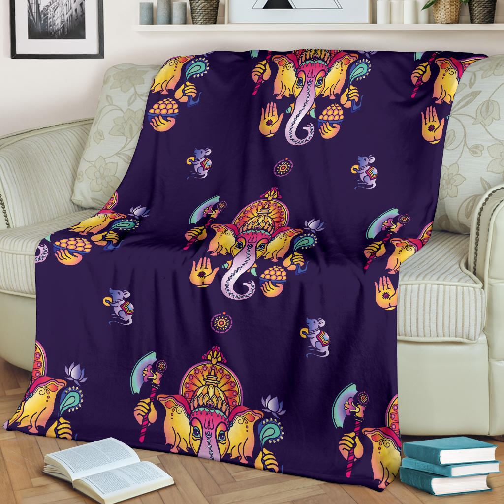Ganesha Pattern Print Design 04 Premium Blanket