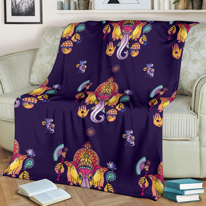 Ganesha Pattern Print Design 04 Premium Blanket