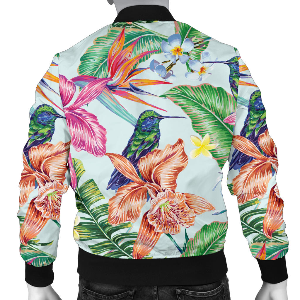 Hummingbird Tropical Pattern Print Design 05 Men Bomber Jacket