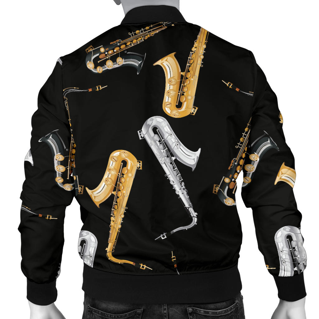Saxophone Pattern Print Design 01 Men Bomber Jacket