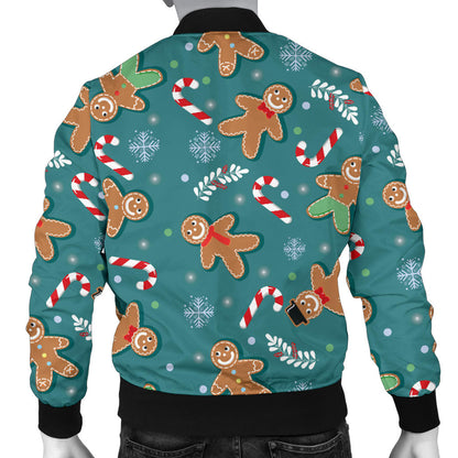 Gingerbread Pattern Print Design 05 Men Bomber Jacket