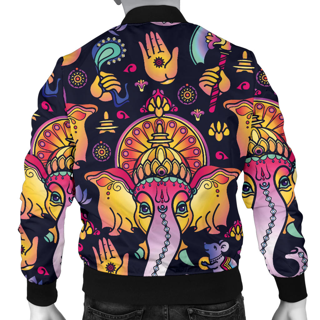 Ganesha Indian Pattern Print Design 03 Men Bomber Jacket