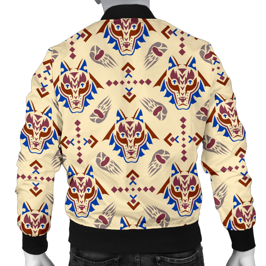 Aztec Wolf Pattern Print Design 03 Men Bomber Jacket