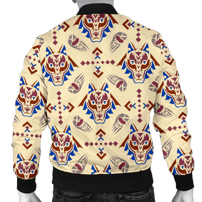 Aztec Wolf Pattern Print Design 03 Men Bomber Jacket