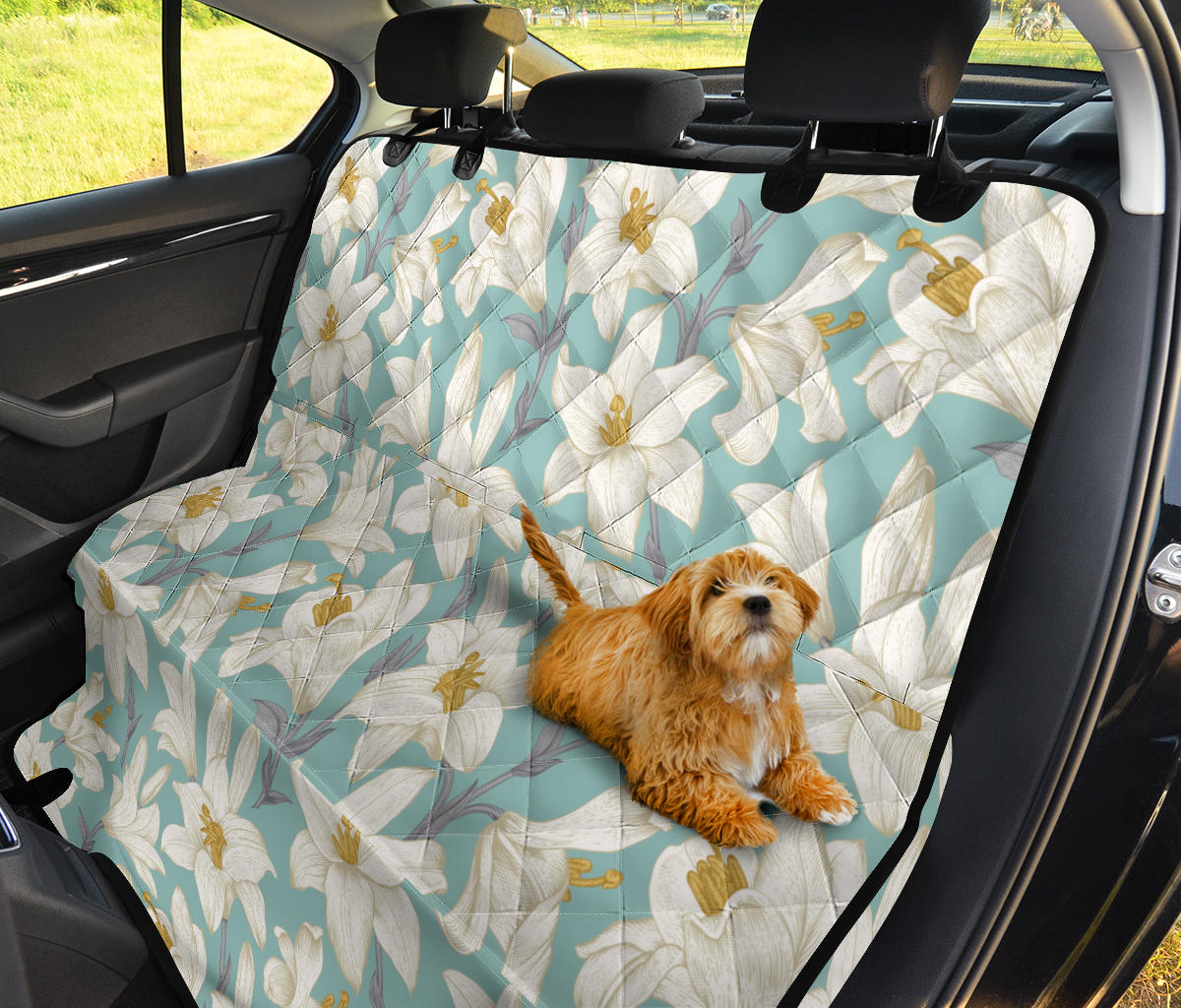 Lily Pattern Print Design 02 Rear Dog Car Seat Cover Hammock