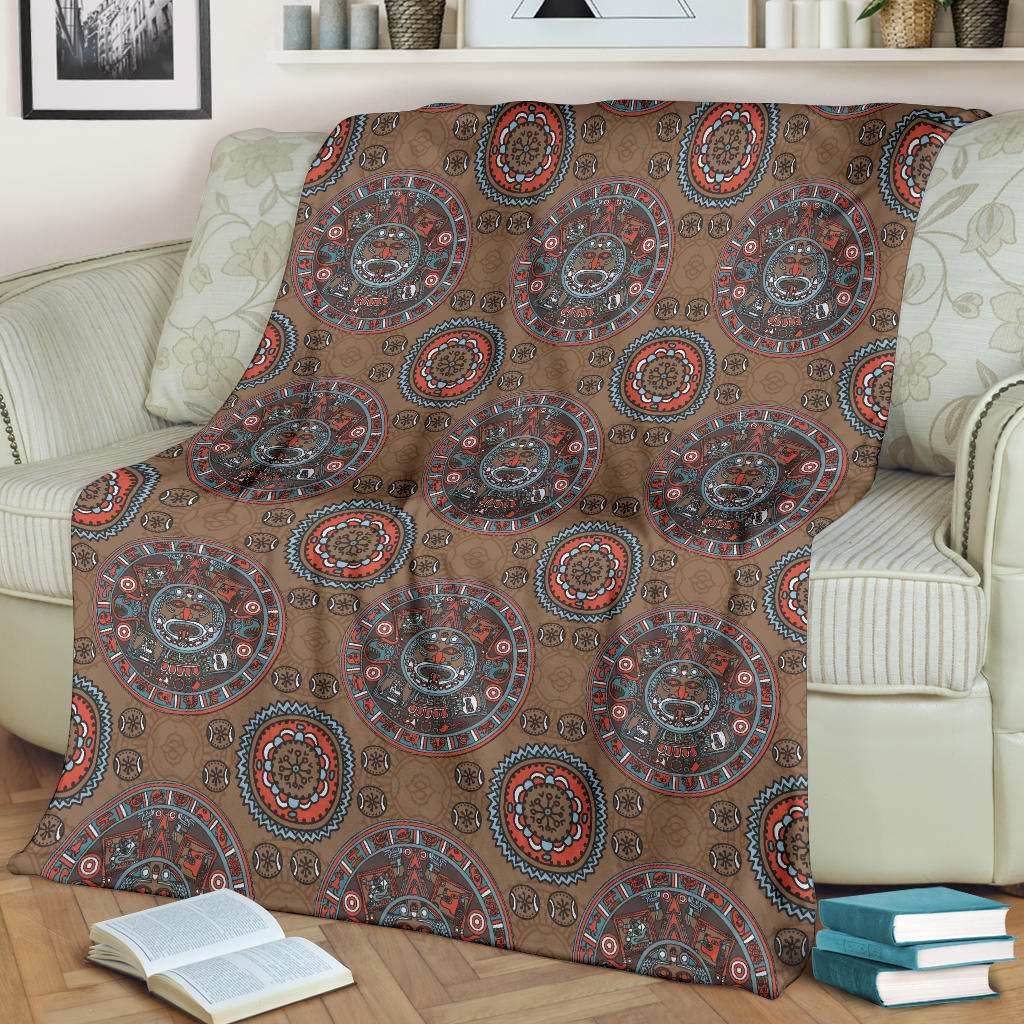 Calendar Aztec Pattern Print Design 03 Premium Blanket