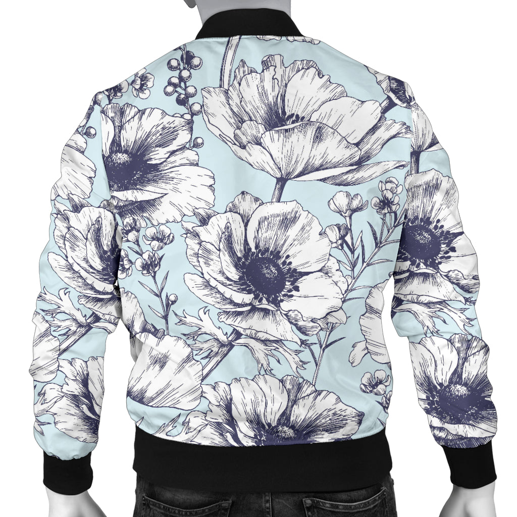 Anemone Pattern Print Design 02 Men Bomber Jacket