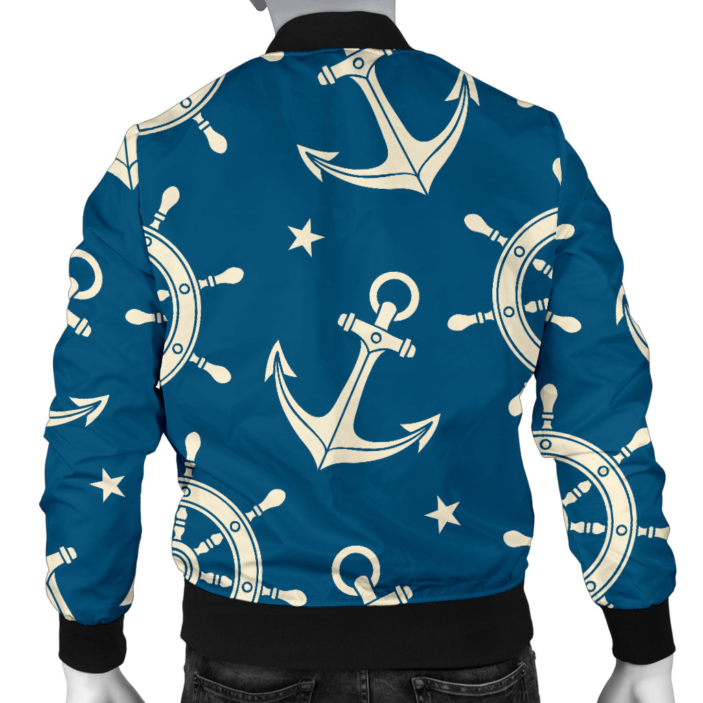 Anchor Pattern Print Design 01 Men Bomber Jacket