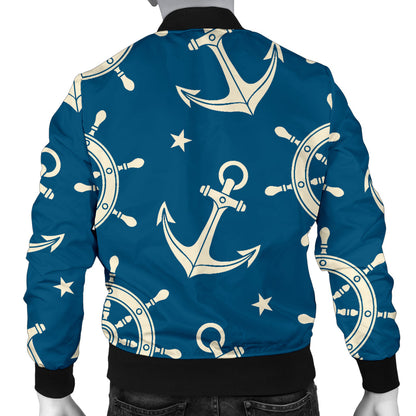 Anchor Pattern Print Design 01 Men Bomber Jacket