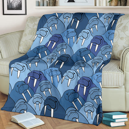 Walrus Pattern Print Design 01 Premium Blanket