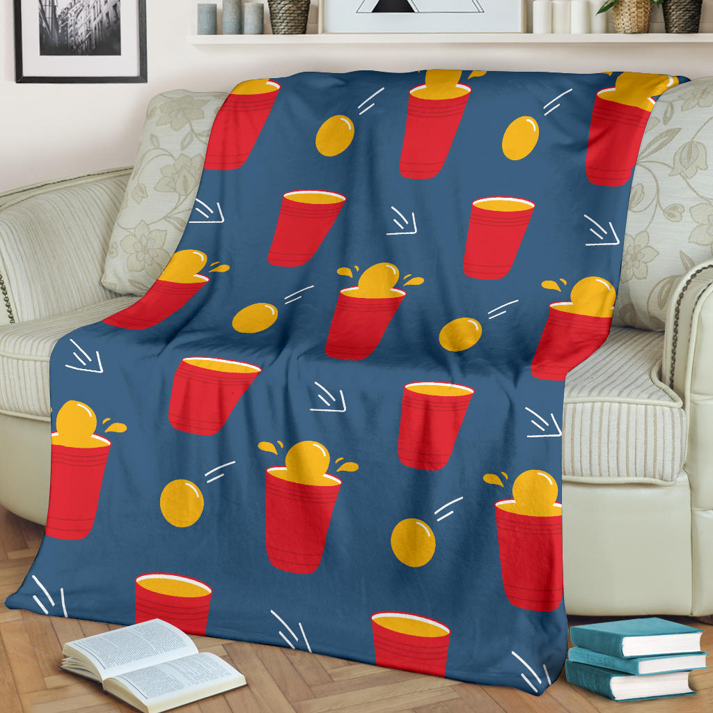 Beer Pong Pattern Print Design 02 Premium Blanket