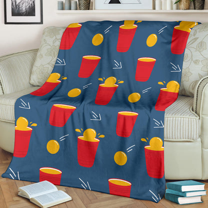 Beer Pong Pattern Print Design 02 Premium Blanket