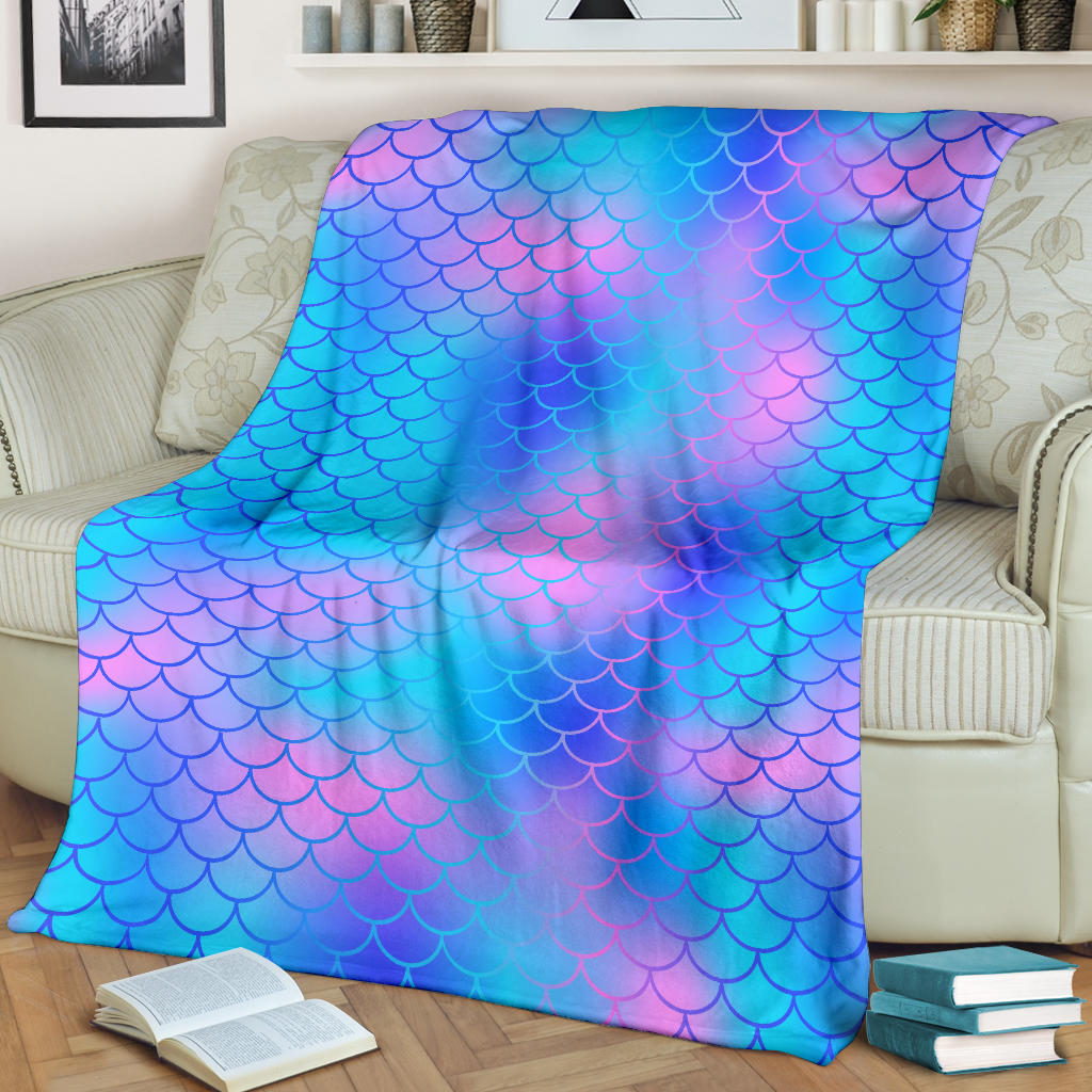 Mermaid Scales Pattern Print Design 04 Premium Blanket