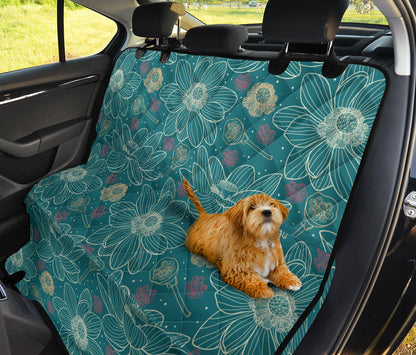Lotus Pattern Print Design 01 Rear Dog Car Seat Cover Hammock