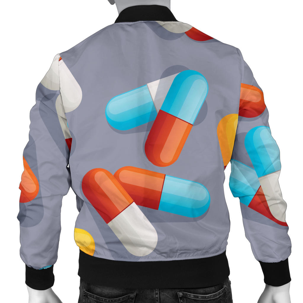 Pill Pattern Print Design A01 Men Bomber Jacket