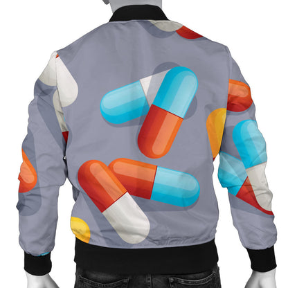 Pill Pattern Print Design A01 Men Bomber Jacket