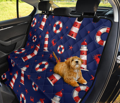 Nautical Pattern Print Design A03 Rear Dog Car Seat Cover Hammock