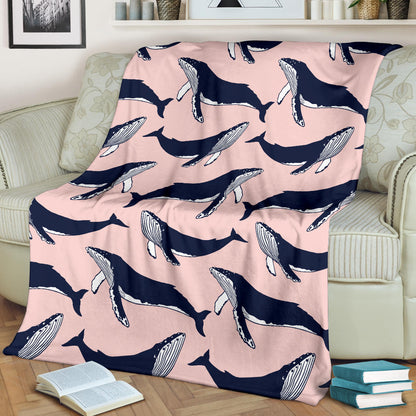 Humpback Whale Pattern Print Design 02 Premium Blanket