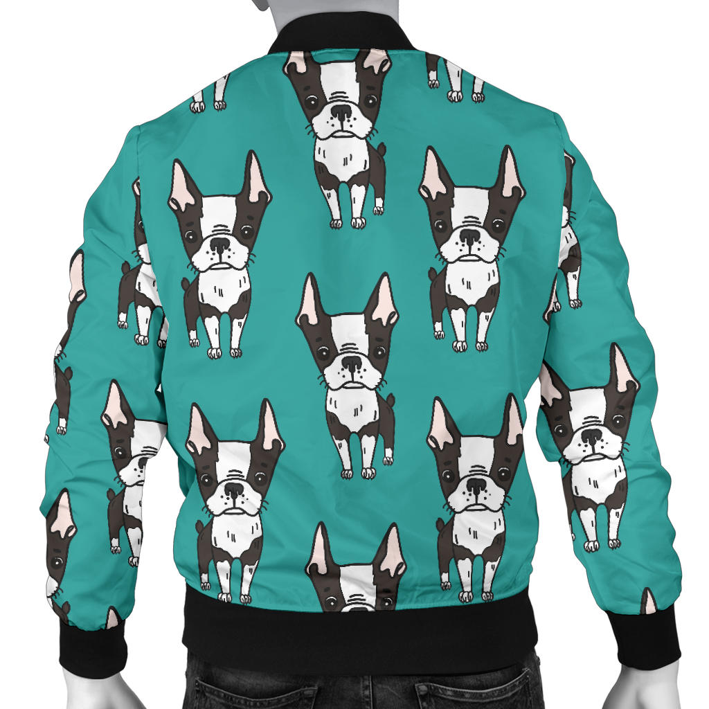 Boston Terrier Pattern Print Design 04 Men Bomber Jacket