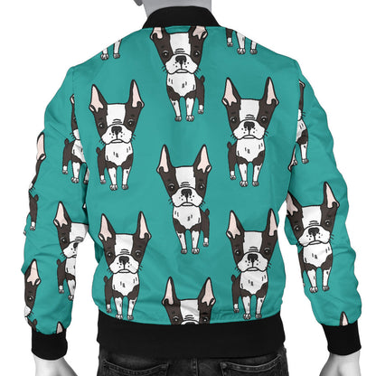 Boston Terrier Pattern Print Design 04 Men Bomber Jacket