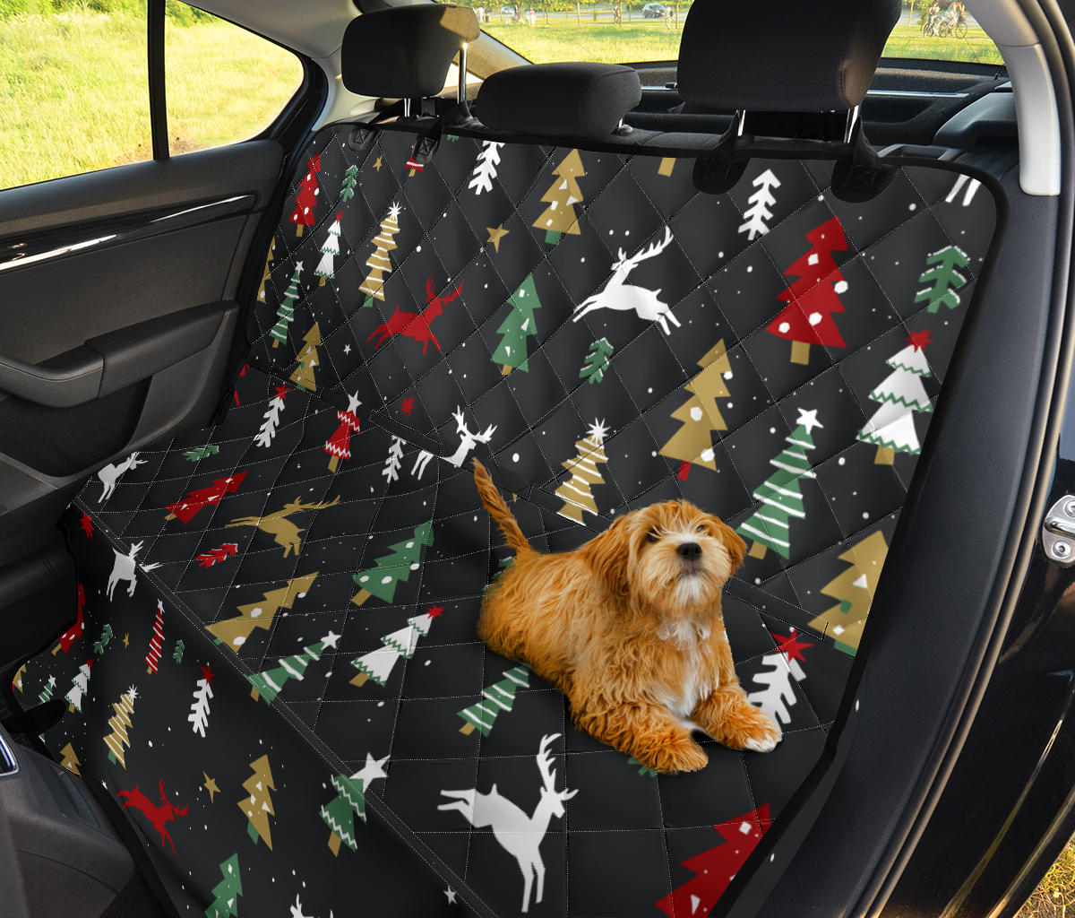 Christmas Tree Deer Style Pattern Print Design 03 Rear Dog Car Seat Cover Hammock