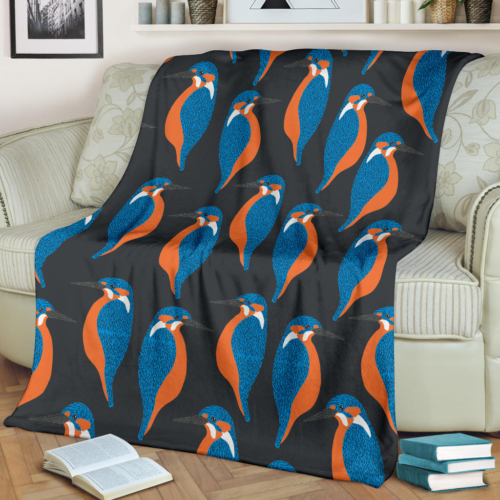 Kingfisher Pattern Print Design 03 Premium Blanket