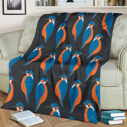 Kingfisher Pattern Print Design 03 Premium Blanket