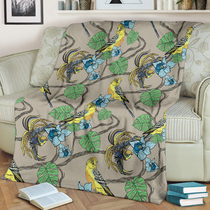 Parakeet Pattern Print Design A02 Premium Blanket