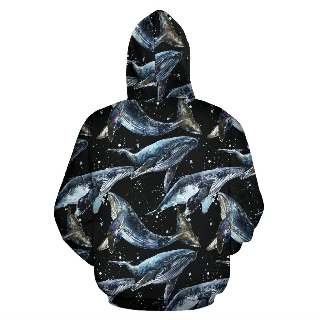 Humpback Whale Pattern Print Design 01 Pullover Hoodie