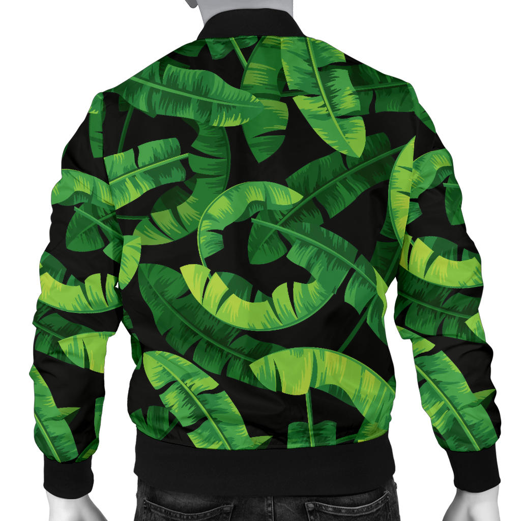 Banana Leaf Pattern Print Design 02 Men Bomber Jacket
